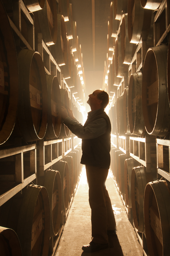 Wine Grower Chris Howell in the cellar of Cain Vineyard and Winery. Photograph by Charles O'Rear.