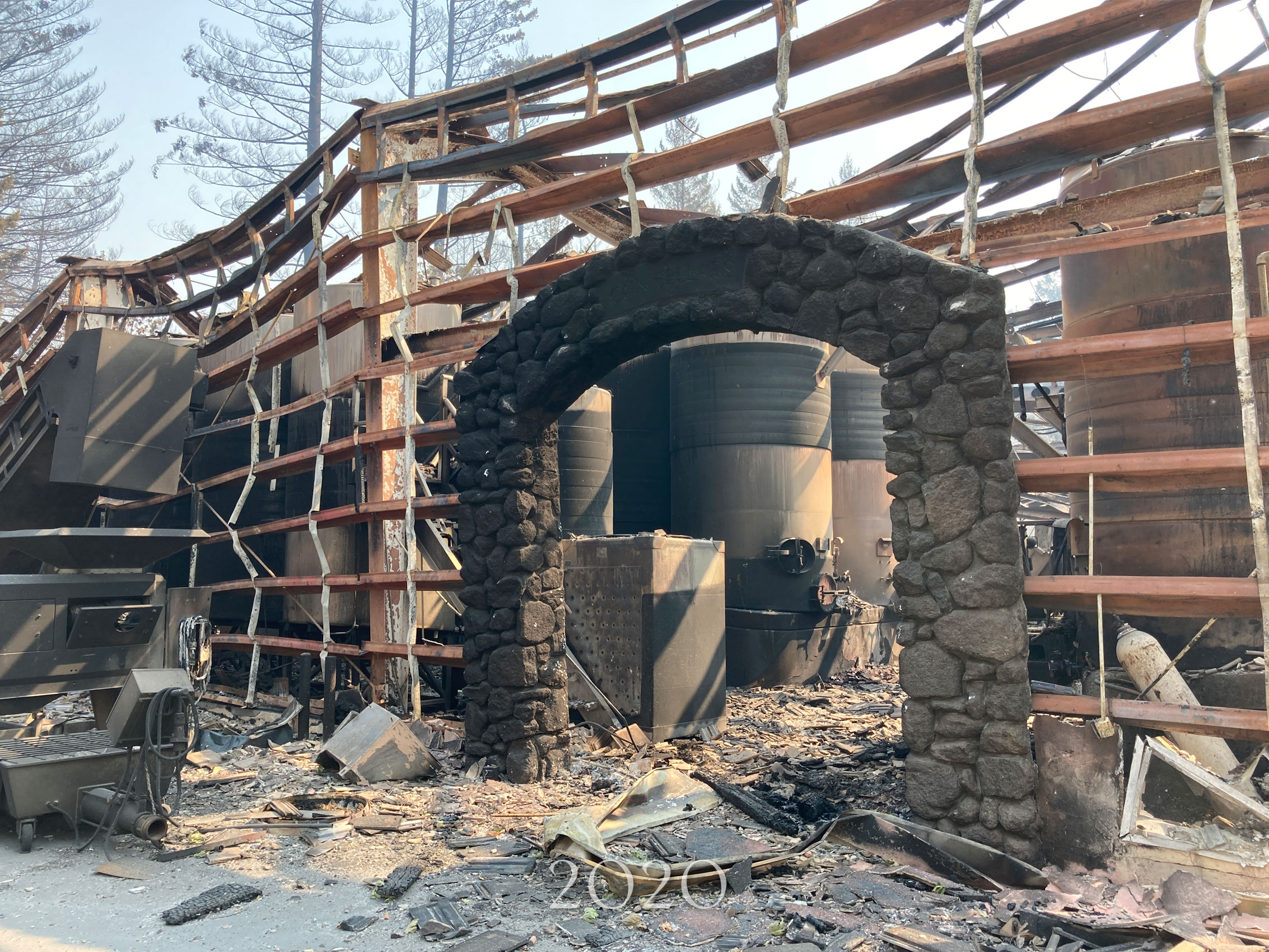 The Cain Cellar after the 2020 Glass Fire
